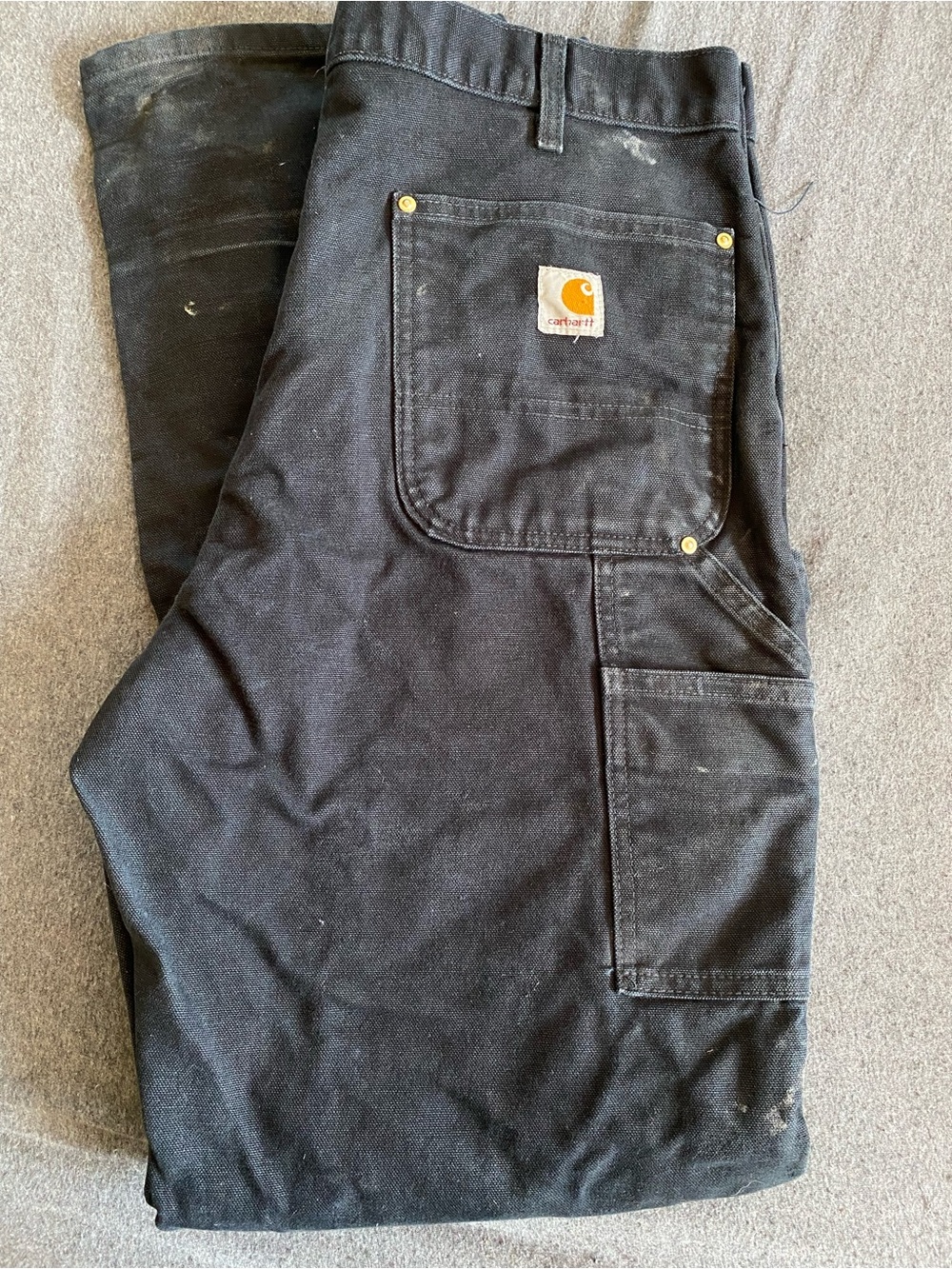 Carhartt Black Work Dungaree Pants with Tool Pocket Details